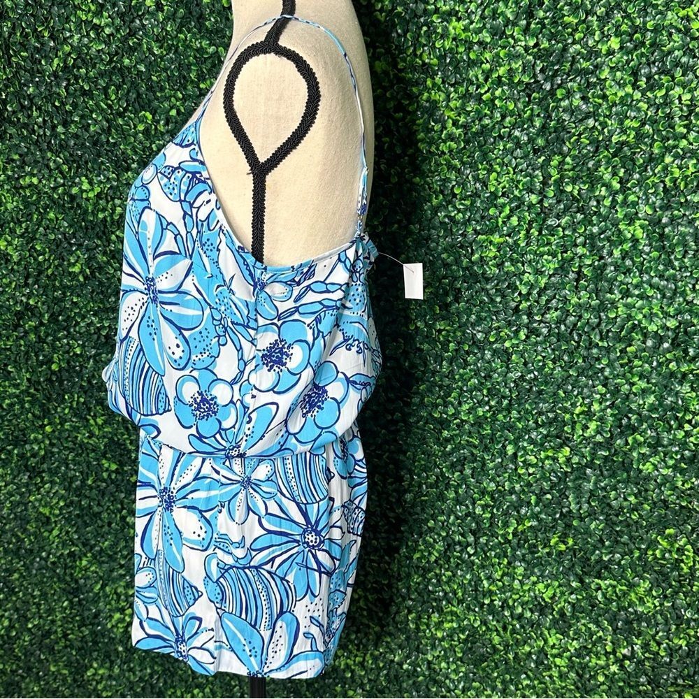 NWT Lilly Pulitzer Deanna Romper Succulent Blue Pop Up Coronado Crab Sz S - Picture 3 of 8